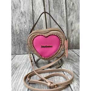 Juicy Couture Heart-Shaped Crossbody Bag, Pink & Beige, Studded Trim